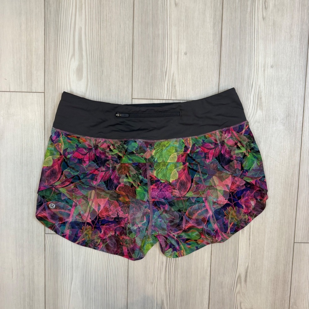 Lululemon Speed Up Low-Rise Lined Short 4" Infused Flower Multi Size 8 LW7AVOT